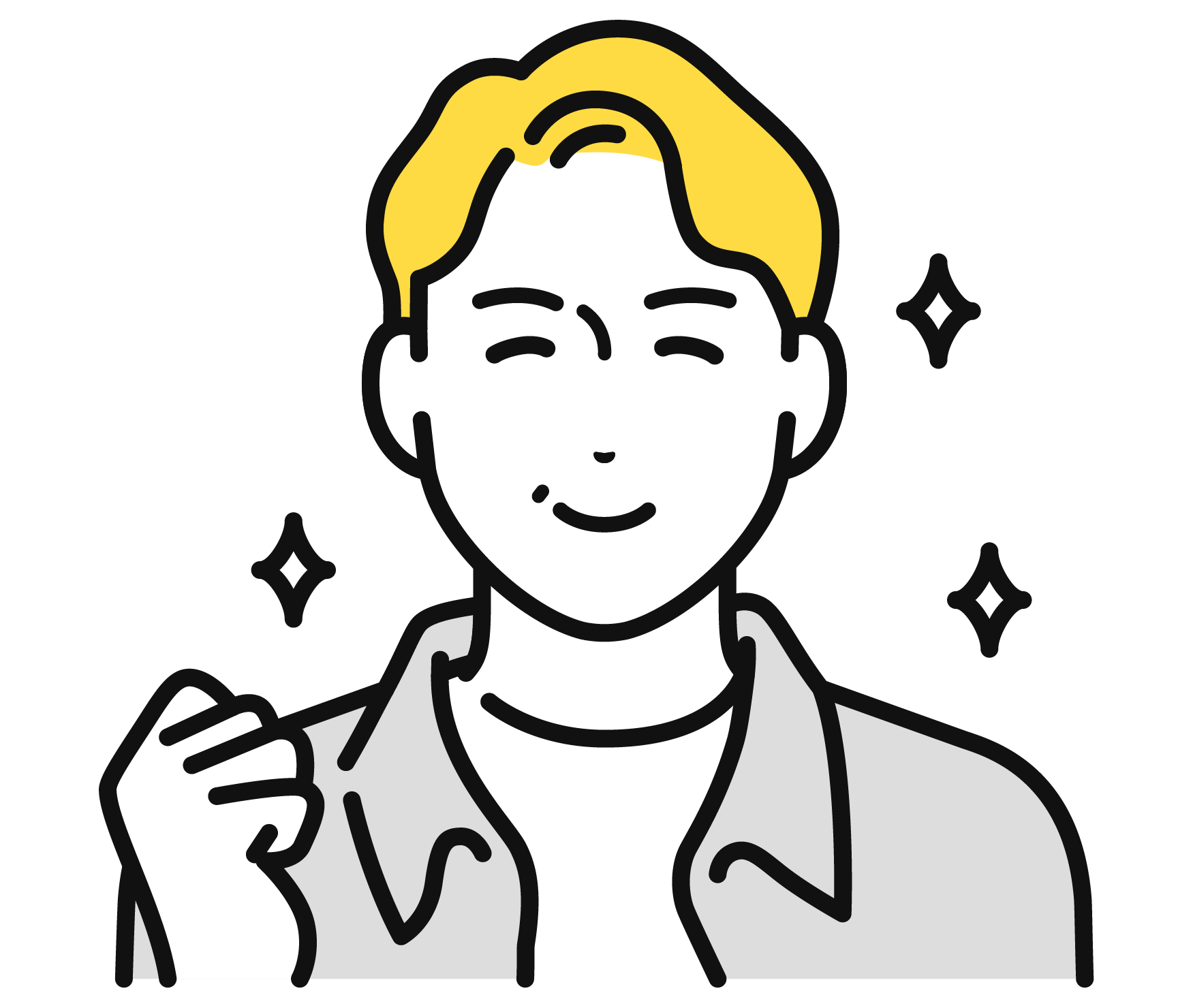 転職後に自信を持った男性のイラスト