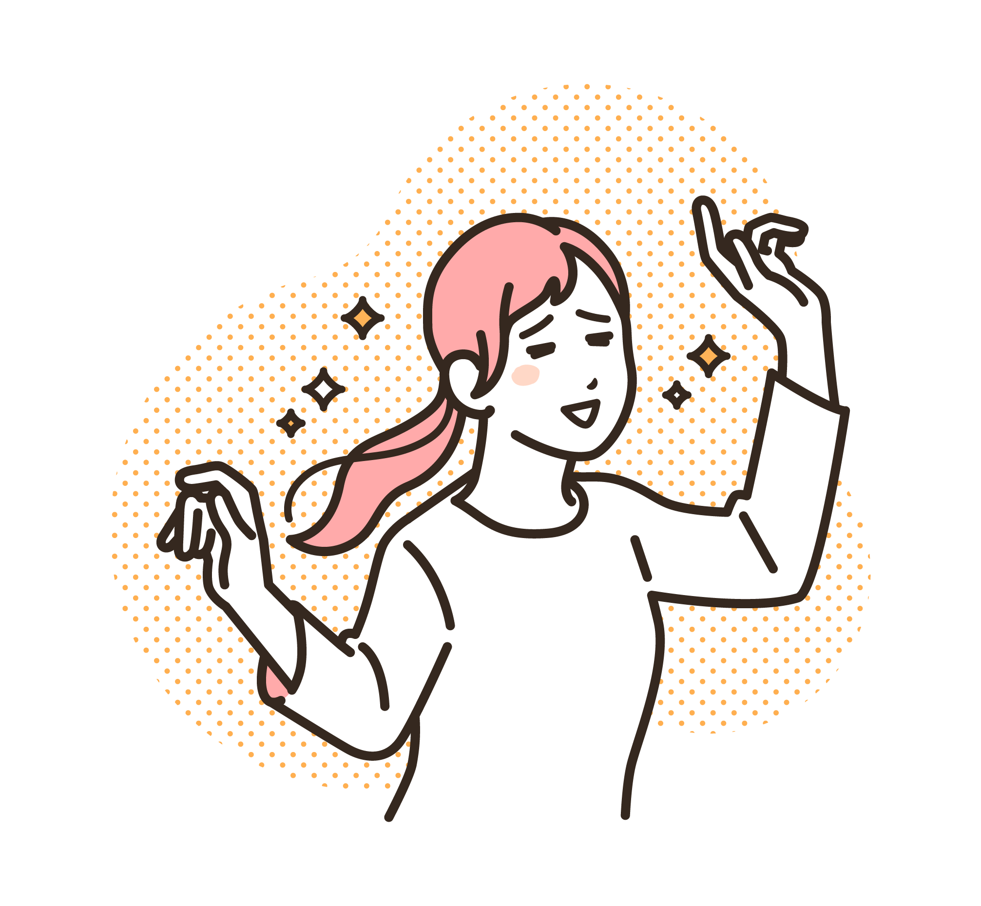 転職後に充実している女性のイラスト